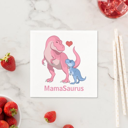 Serviette En Papier MamaSaurus T-Rex et bébé garçon Dinosaures (En situation)