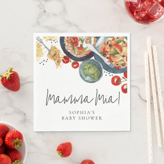 Serviette En Papier Mamma Mia ! Aquarelle Baby shower alimentaire ital (En situation)