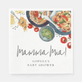 Serviette En Papier Mamma Mia ! Aquarelle Baby shower alimentaire ital (Devant)