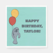 Serviette En Papier Manatee et Ballons fête d'anniversaire personnalis (Devant)