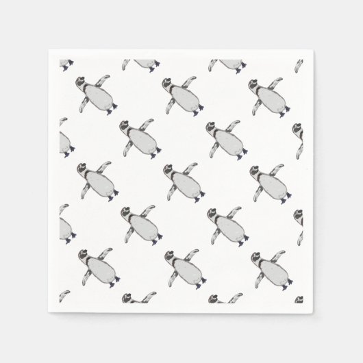 Serviette En Papier Manchot de dessin animé (Devant)