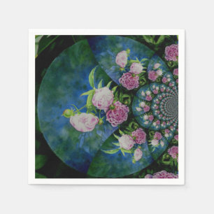 Serviette En Papier Mandala aquarelle florale pivoine blanche rose