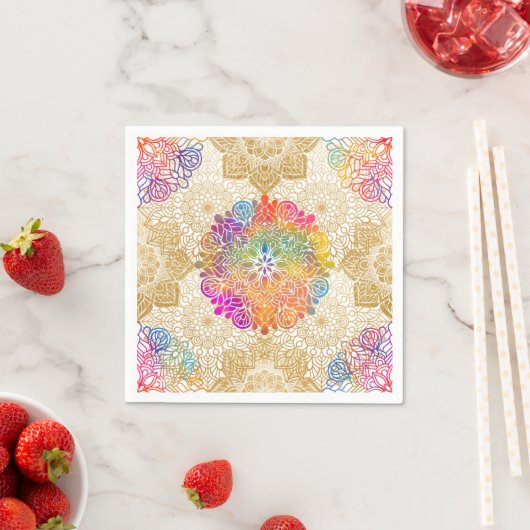 Serviette En Papier Mandala Art coloré (En situation)
