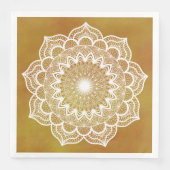 Serviette En Papier Mandala blanc sur fond doré (Devant)