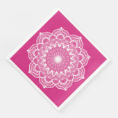 Serviette En Papier Mandala blanc sur fond rose (Coin)