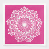Serviette En Papier Mandala blanc sur fond rose (Devant)