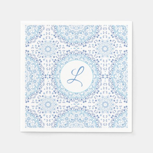 Serviette en papier Mandala bleu (Devant)