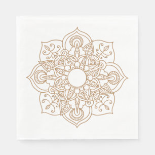 Serviette En Papier Mandala Brown Boho Indian Modern Vintage Wedding