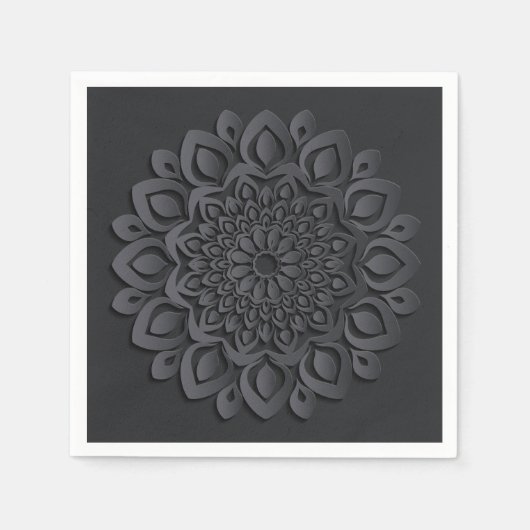 Serviette En Papier Mandala de coupure de papier noir (Devant)