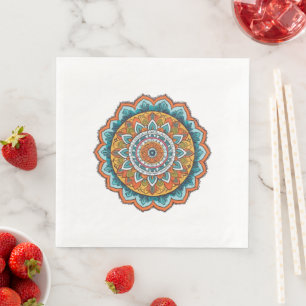 Serviette En Papier mandala de diverses couleurs