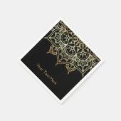 Serviette En Papier Mandala doré Black Chic Moderne Soirée Glamour (Coin)
