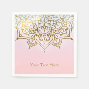 Serviette En Papier Mandala doré Rose pêche Chic Glamour Moderne Soiré