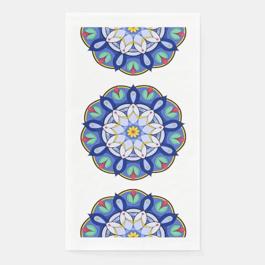 Serviette En Papier Mandala en bleu (Devant)