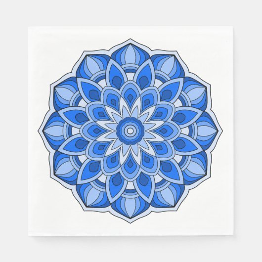Serviette En Papier Mandala en bleu (Devant)