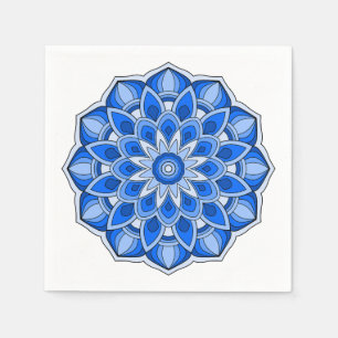 Serviette En Papier Mandala en bleu