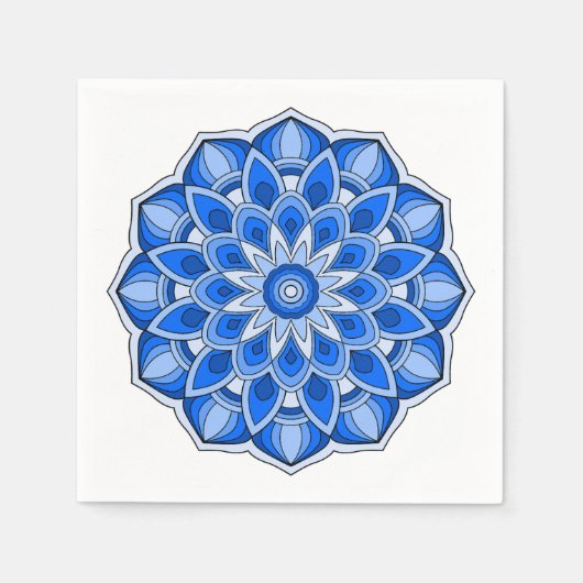Serviette En Papier Mandala en bleu (Devant)