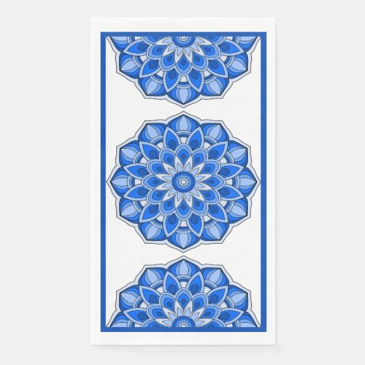 Serviette En Papier Mandala en bleu (Devant)
