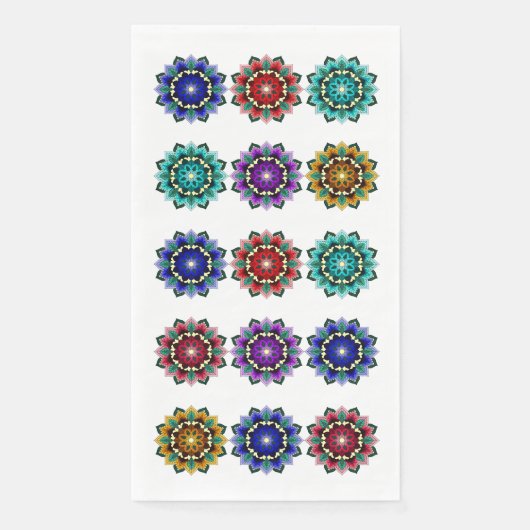 Serviette En Papier Mandala en différentes couleurs (Devant)
