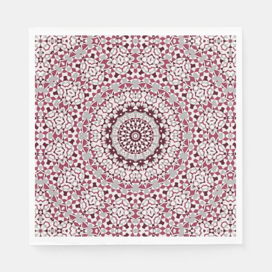 Serviette En Papier Mandala est bordeaux-gris (Devant)