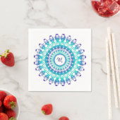 Serviette En Papier Mandala ethnique turquoise. monogramme. (En situation)