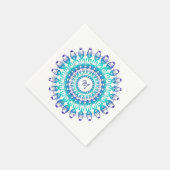 Serviette En Papier Mandala ethnique turquoise. monogramme. (Coin)