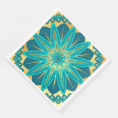 Serviette En Papier Mandala Fleur Or Bleu (Coin)