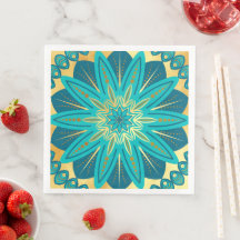 Mandala Fleur Or Bleu