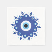 Serviette En Papier Mandala Grec Mal Oeil Bleu Blanc (Devant)