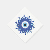 Serviette En Papier Mandala Grec Mal Oeil Bleu Blanc (Coin)