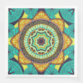 Serviette En Papier Mandala indien sarcelle (Devant)
