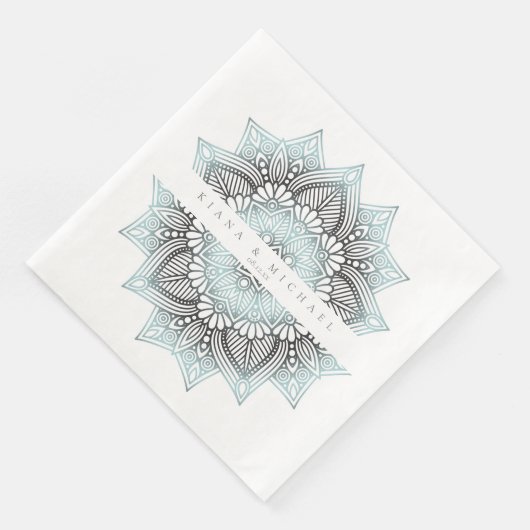 Serviette En Papier Mandala Lace Mariage lt. Blue ID968 (Coin)