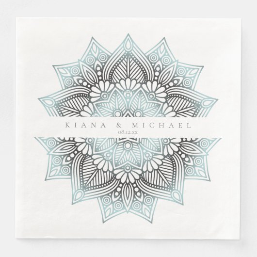 Serviette En Papier Mandala Lace Mariage lt. Blue ID968 (Devant)