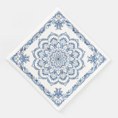 Serviette En Papier Mandala métallique bleu élégant (Coin)