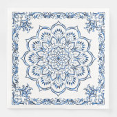 Serviette En Papier Mandala métallique bleu élégant (Devant)