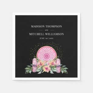 Serviette En Papier Mandala Métaphysique de Fleurs Roses pour Mariage