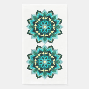 Serviette En Papier Mandala Motif 02 en aqua