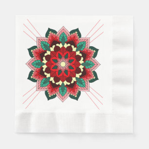 Serviette En Papier Mandala Motif 02 en rouge Napkin