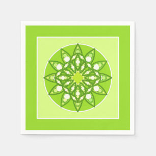 Serviette En Papier Mandala motif dans les tons vert citron