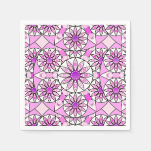Serviette En Papier Mandala, motif, lavande, rose, rose chaud, blanc