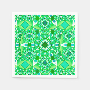 Serviette En Papier Mandala motif, vert émeraude et paon