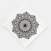 Serviette En Papier Mandala noir sur fond blanc (Coin)