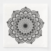 Serviette En Papier Mandala noir sur fond blanc (Devant)