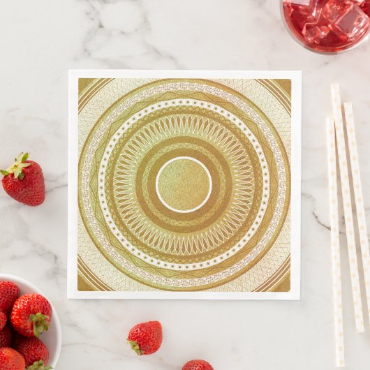 Serviette En Papier Mandala or et paillettes (En situation)