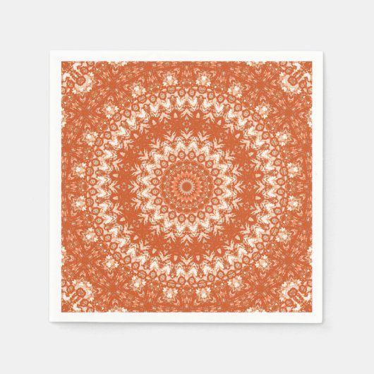 Serviette En Papier Mandala orange. (Devant)