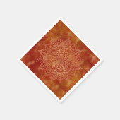 Serviette En Papier Mandala orange et Or Moderne et Chic (Coin)