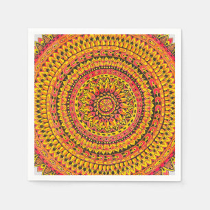 Serviette En Papier Mandala Original Art Orange Couleur