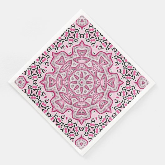 Serviette En Papier mandala ronde en mosaïque moderne Abstraite kaléid (Coin)