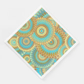 Serviette En Papier Mandala superposé bleu marron or (Coin)