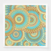 Serviette En Papier Mandala superposé bleu marron or (Devant)