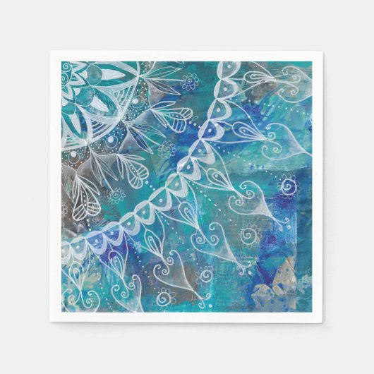Serviette En Papier Mandala turis et bleu (Devant)
